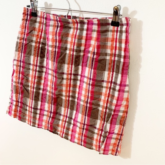 Bass 100% Cotton Preppy Madras Plaid Fully Lined Mini Skirt Summer Seersucker - Picture 2 of 10